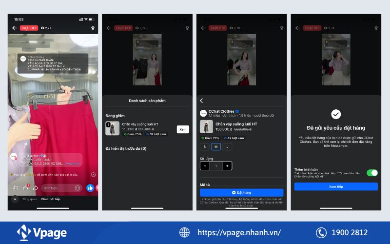 Khách hàng mua sắm và đặt hàng trên Facebook Live Shopping